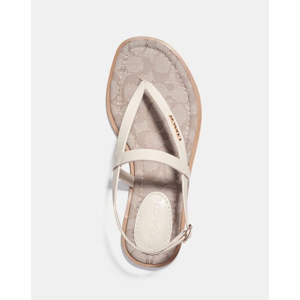 Coach Women's Josie Leather Sandals - Chalk/Stone 10B - Picture 11 of 13